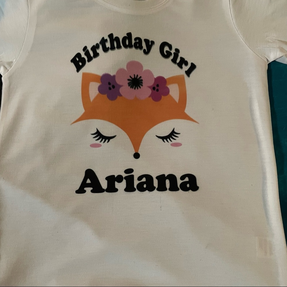 Made to order personalized birthday fox girl shirt